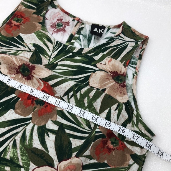 Anne Klein Dress Linen Blend Tropical Floral Leaf Sleeveless Shift Size 6 - Picture 5 of 12